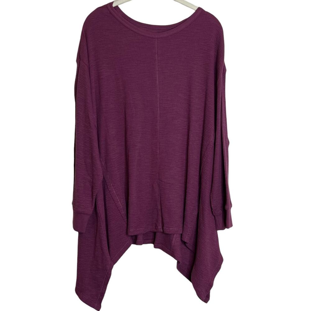 Westbound Women Thermal Knit Tunic Top XL Raspberry Long Sleeve Asymmetrical Hem